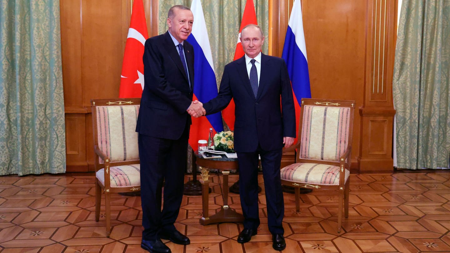 Recep Tayyip Erdogan und Vladimir Putin treffen sich am 5. August 2022 (Foto: picture-alliance / Reportdienste, ASSOCIATED PRESS | Vyacheslav Prokofyev)