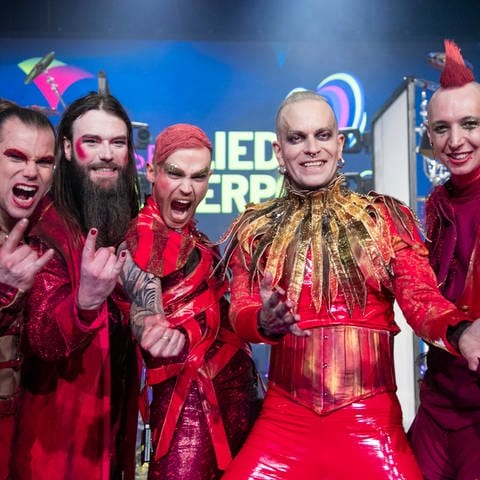 Die Band "Lord Of The Lost" mit ihrem Titel "Blood & Glitter" beim Eurovision Song Contest-Vorentscheid 2023  (Foto: picture-alliance / Reportdienste, picture alliance / SVEN SIMON)