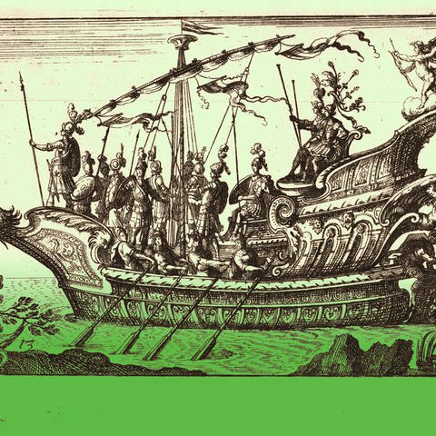 Ein Schiff, Argonauten Meleager und Tydeus angeführt von Cupido, aus der Serie: Der prächtige Festzug am Arno in Florenz zur Hochzeit des Großherzogs  für die Hochzeitsfeier von Cosimo de Medici in Florenz, 1608 (Foto: imago images, Artokoloro)