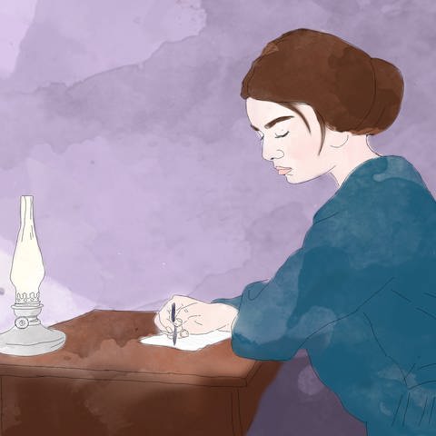 Grafik einer Frau am Schreibtisch (Foto: Lina Brunnée)