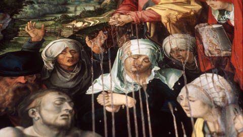 Das Archivbild vom 21.04.1988 zeigt das zerstörte Gemälde "Beweinung Christi" von Albrecht Dürer (Foto: picture-alliance / Reportdienste, picture-alliance / dpa/dpaweb | Frank_Mächler)