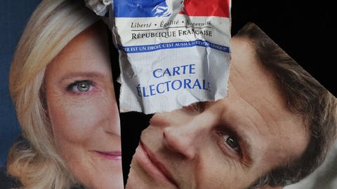 Illustration: Marine Le Pen und Emmanuel Macron haben sich für den zweiten Wahlgang qualifiziert  (Foto: picture-alliance / Reportdienste, picture alliance/dpa/MAXPPP | Lp / Arnaud Journois)