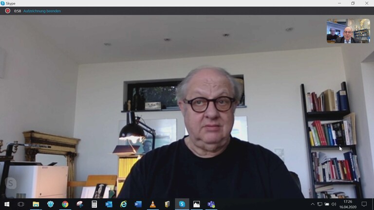 Vincent Klink auf dem Skype-Monitor (Foto: SWR)