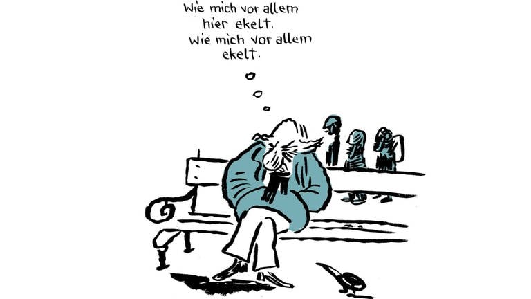 Abbildung aus Nicolas Mahler: Thomas Bernhard - Die unkorrekte Biografie (Foto: Pressestelle, Suhrkamp Verlag)