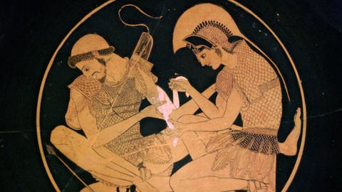 Achilles und Patroklos auf einer rotfigurigen Vase (Foto: IMAGO, Heritage Images)