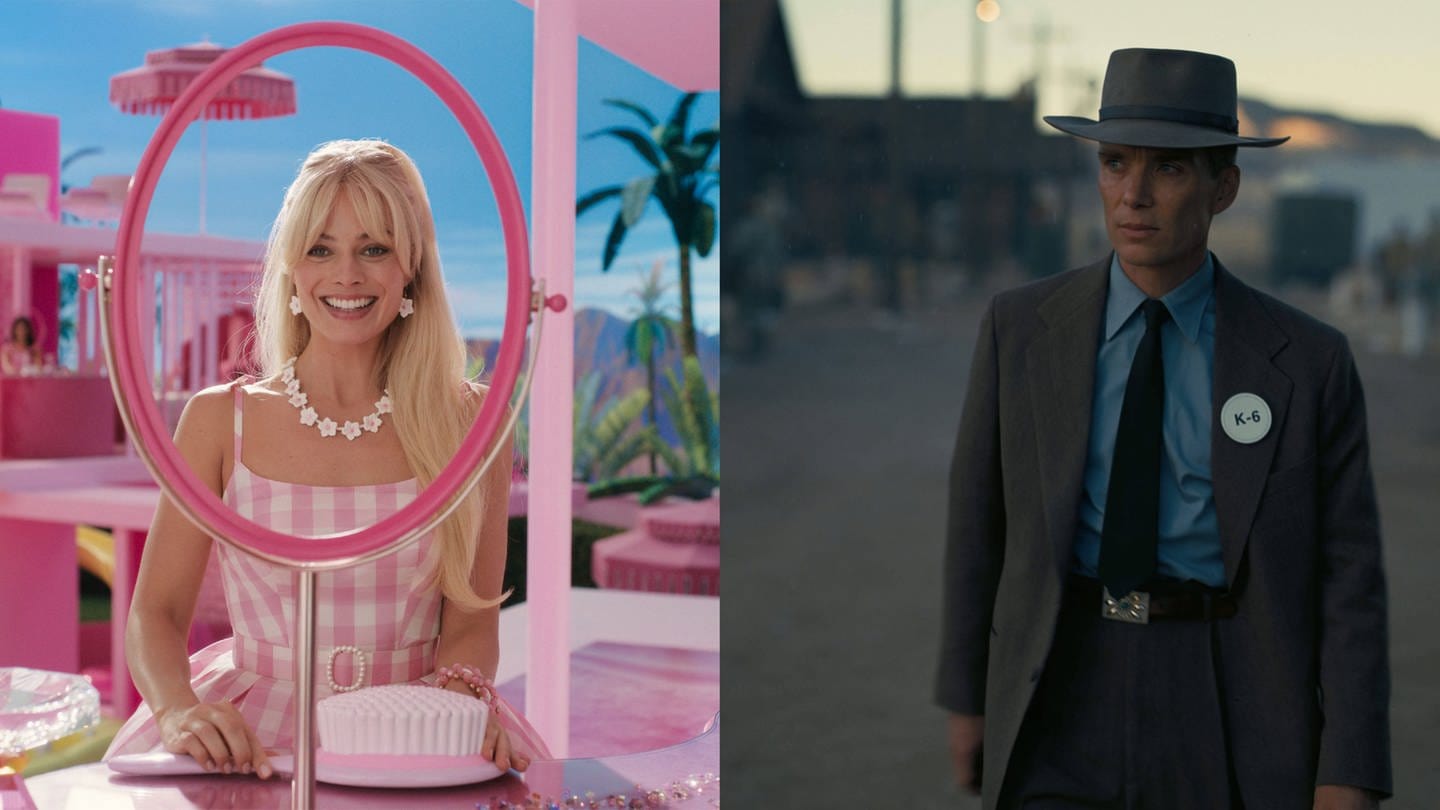 Ein Filmstill aus Barbie (2023) und ein Filmstill aus Oppenheimer (2023) (Foto: IMAGO, Imago, Picturelux, Warner Bros. I Imago, Picture Lux, Universal)