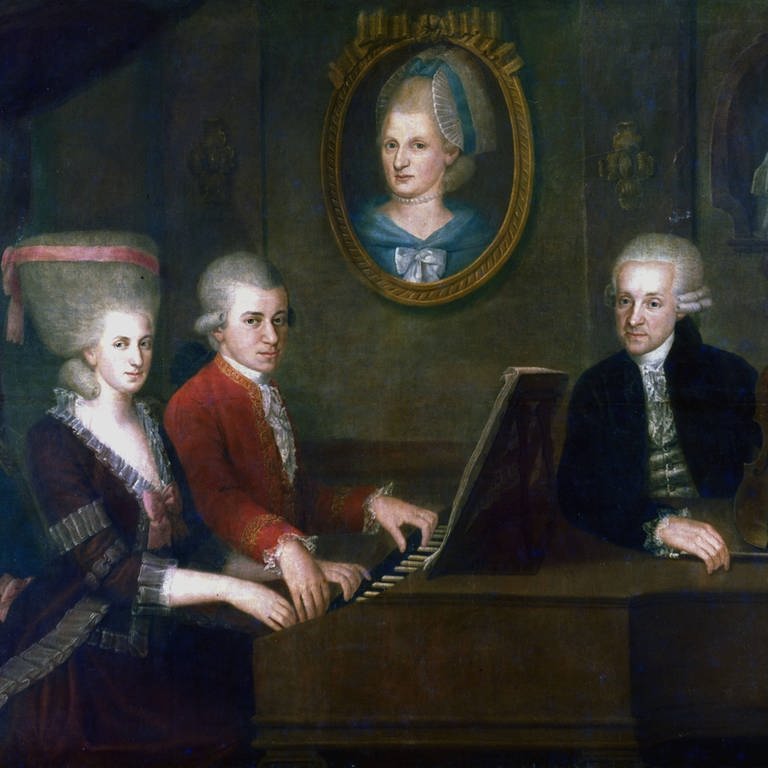 „Die Familie Mozart“ (1780-81) von J.N. de la Croce: Leopold (1719-87), mit Tochter Maria-Anna (Nannerl) und Sohn Wolfgang Amadeus (1719-87) am Klavier.  (Foto: IMAGO, Photo12)