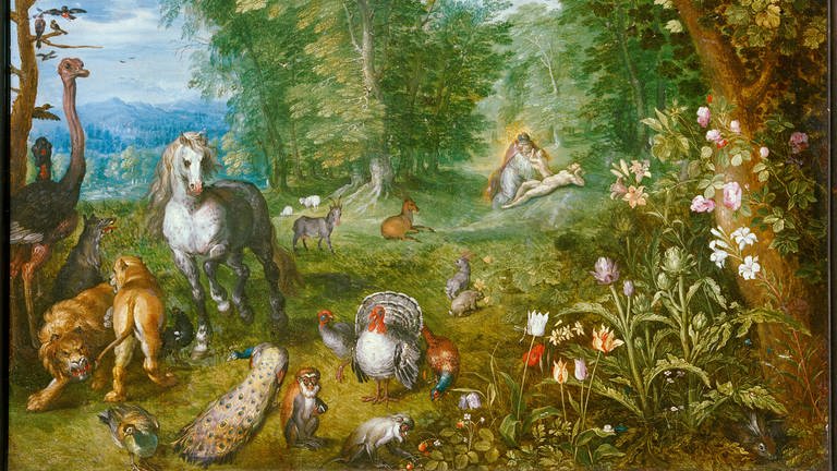 Paradieslandschaft mit der Erschaffung Evas, undat. Oel auf Kupfer von J. Brueghel d. J. (Foto: picture-alliance / Reportdienste, picture alliance / akg-images | akg-images)