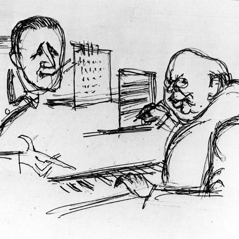 Berthold Brecht mit Eisler aus der Folge "Mein Brecht-Skizzenbuch" von Herbert Sandberg, 1967 (Foto: picture-alliance / Reportdienste, picture-alliance / akg-images | akg-images)