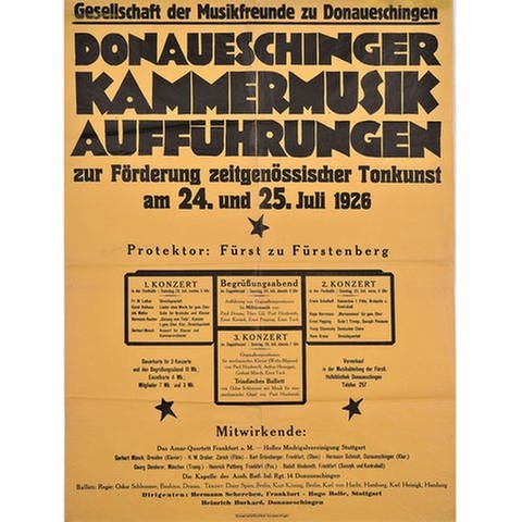 Donaueschinger Musiktage, Plakatkünstler unbekannt, 1926 (Foto: SWR)