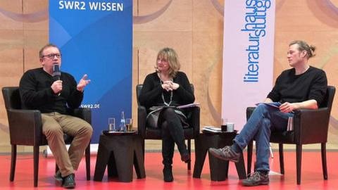 Christian Schärf und Nico Bleutge im Gespräch über Naturlyrik. Sternchenthemen Deutsch. Literaturhaus Stuttgart (Foto: SWR, SWR -)