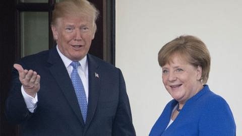 Treffen Merkel und Trump (Foto: picture-alliance / dpa, picture-alliance / dpa -)