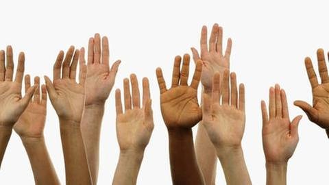 Unterschiedliche Hände werden in die Höhe gehalten (Foto: Getty Images, Thinkstock -)
