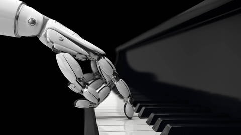 Roboterhand an einer Klaviertastatur (Foto: IMAGO, imago images / Science Photo Library)