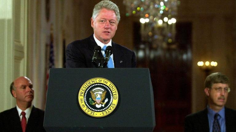 US-Präsident Bill Clinton während einer Pressekonferenz anlässlich des 