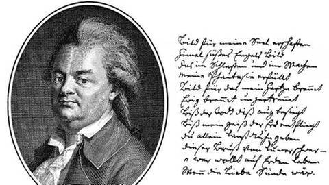 Historischer Druck, Kupferstich, 1774, Portrait und Handschrift von Christian Friedrich Daniel Schubart (Foto: picture-alliance / dpa, picture-alliance / dpa - H.-D. Falkenstein)