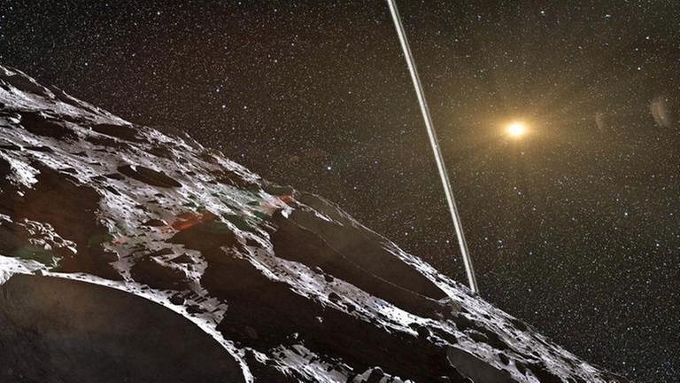 Ringe um den Asteroiden Chariklo (Foto: picture-alliance / dpa, picture-alliance / dpa - EPA/L. Calcada / Nick Risinger)