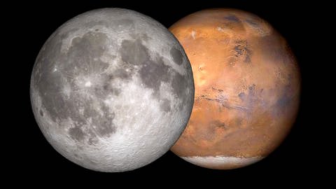 Mond und Mars (Foto: Pressestelle, NASA)