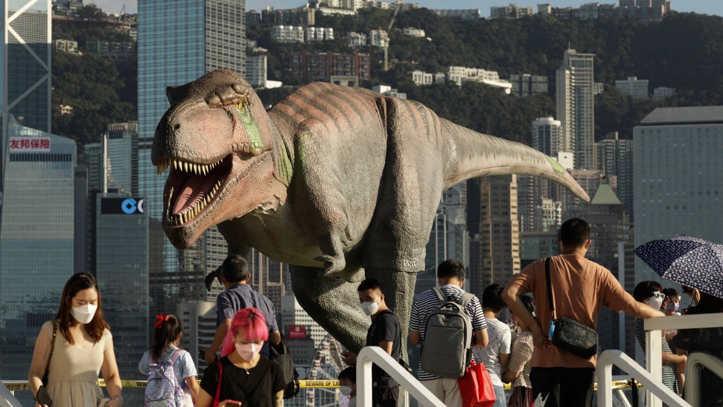 Die künstliche Nachbildung eines T-Rex (Foto: IMAGO, IMAGO / ZUMA Wire)