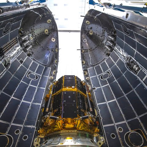 Der Mondlander Hakuto-R des japanischen Unternehmens ispace wurde in einer Falcon 9 Rakete von SpaceX integriert. (Foto: picture-alliance / Reportdienste, picture alliance/dpa/ispace | -)