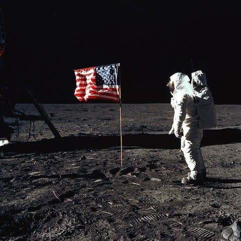 Astronaut Buzz Aldrinam 20. Juli 1969 auf dem Mond (Foto: IMAGO, IMAGO / Cinema Publishers Collection)