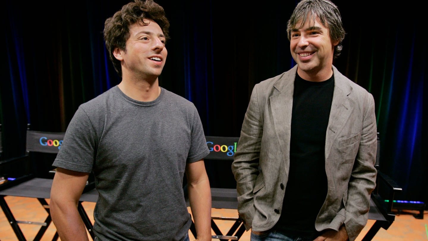 Larry Page und Sergey Brin, Googlegründer (Foto: picture-alliance / Reportdienste, picture alliance / ASSOCIATED PRESS | Paul Sakuma)