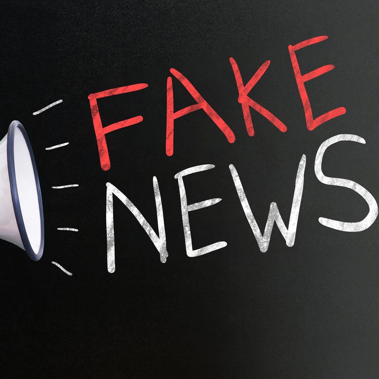 Symbolbild für Falschmeldungen: Megaphone mit Schriftzug "Fake-News". (Foto: IMAGO, IMAGO / Panthermedia)