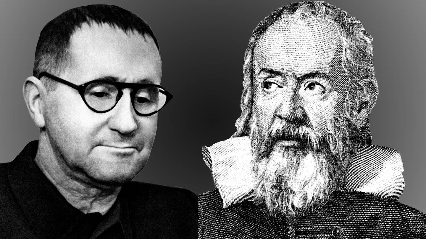 Porträts von Bertolt Brecht und Galileo Galilei: Brechts Theaterstück 