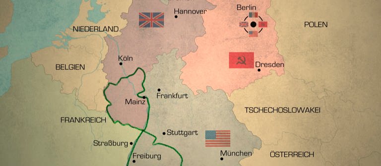 Die Besatzungszonen in Deutschland nach dem Zweiten Weltkrieg - Vorläufer von BRD und DDR (Foto: SWR)