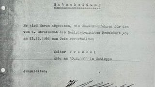 In einem Schreiben vom 16. Januar 1962 lehnt der DDR-Staatsratsvorsitzende Walter Ulbricht ein Gnadenverfahren für Walter Praedel ab. Neun Tage später wird Praedel in Leipzig hingerichtet. (Foto: Maximilian Schönherr)
