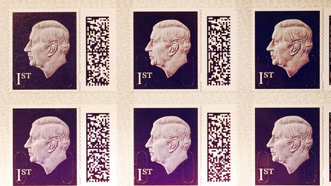 Die neue Briefmarke von König Charles III. (Foto: dpa Bildfunk, picture alliance/dpa/PA Wire | Victoria Jones)