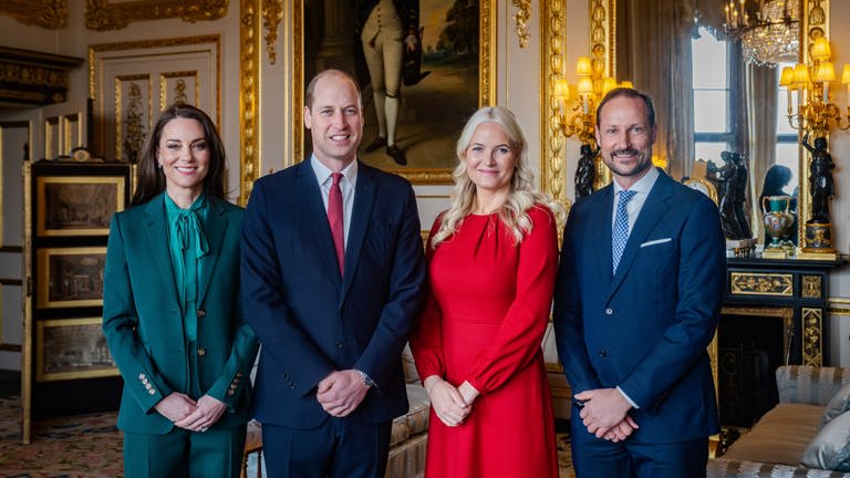 Prinzessin Mette-Marit und Prinz Haakon von Norwegen zu Besuch bei William und Kate (Foto: dpa Bildfunk, picture alliance/dpa/PA Media | Kensington Palace)