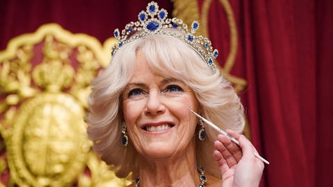 Wachsfigur der britischen Königsgemahlin Camilla bei Madame Tussauds. (Foto: dpa Bildfunk, picture alliance/dpa/PA Wire | Yui Mok)
