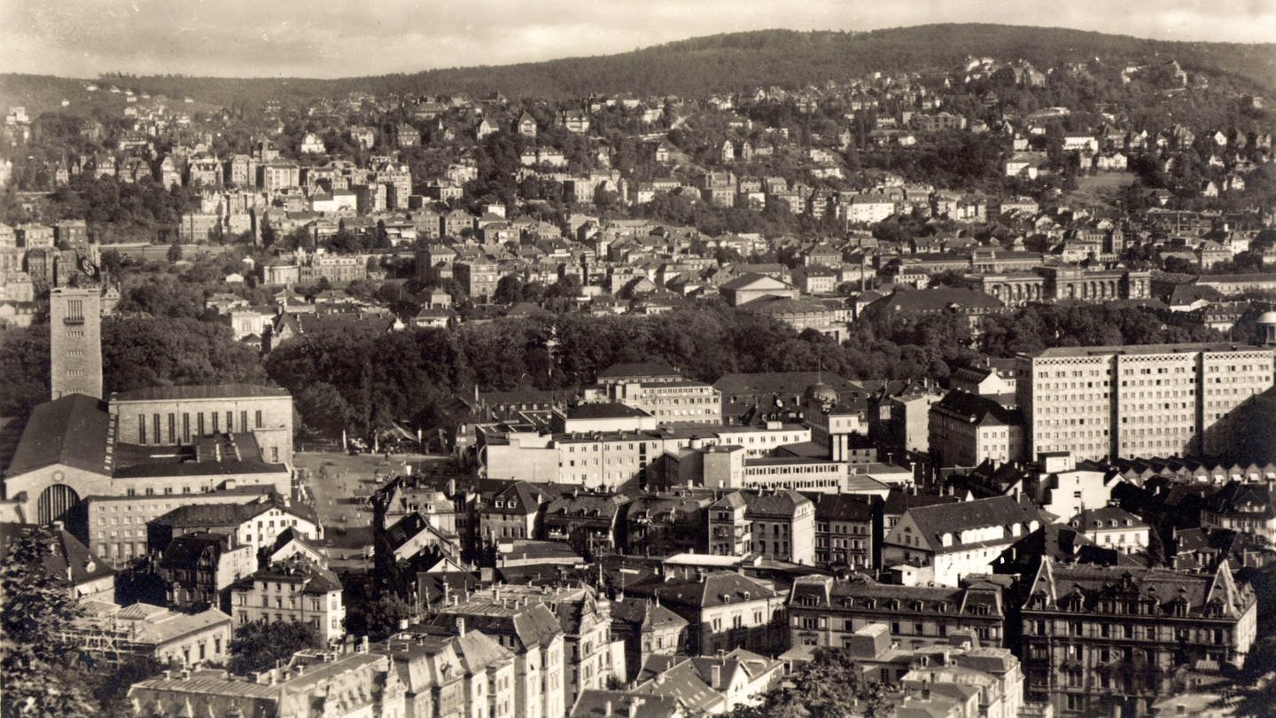 Landeshauptstadt Stuttgart in Baden Württemberg. Panorama mit Hauptbahnhof und Hauptpostamt im Jahr 1934. (Foto: picture-alliance / Reportdienste, arkivi)