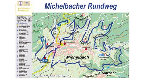 Wandern auf dem Michelbacher Rundweg: Wanderkarte (Foto: Stadtverwaltung Gaggenau)