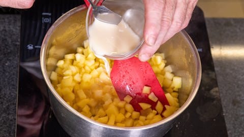 Herstellung eines Apfelkompotts für ein Apfel-Lebkuchen-Dessert (Foto: SWR, Corinna Holzer)