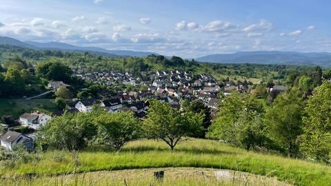 Wandern auf dem Michelbacher Rundweg: Blick vom Schlossköpfel auf die Ortschaft Michelbach. (Foto: SWR, Holger Bentzien)