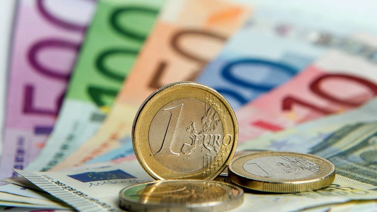Euro-Banknoten und Euromünzen (Foto: dpa Bildfunk, picture alliance/Daniel Reinhardt/dpa)