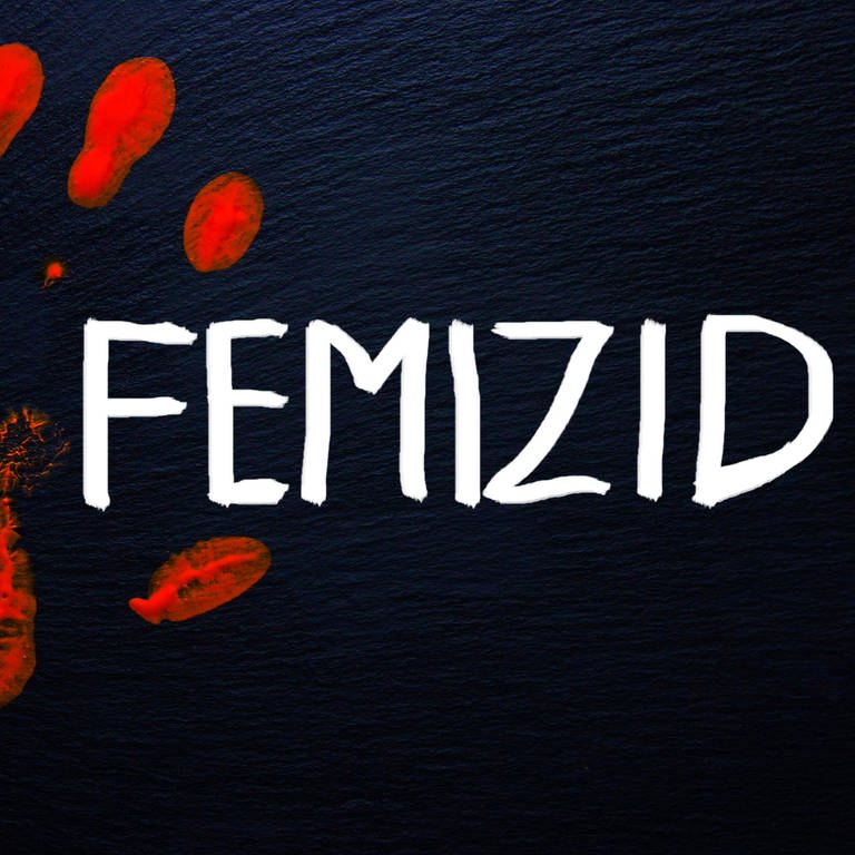 Schiefertafel mit einem blutigen Handabdruck und der Aufschrift Femizid (Foto: IMAGO, imagebroker)