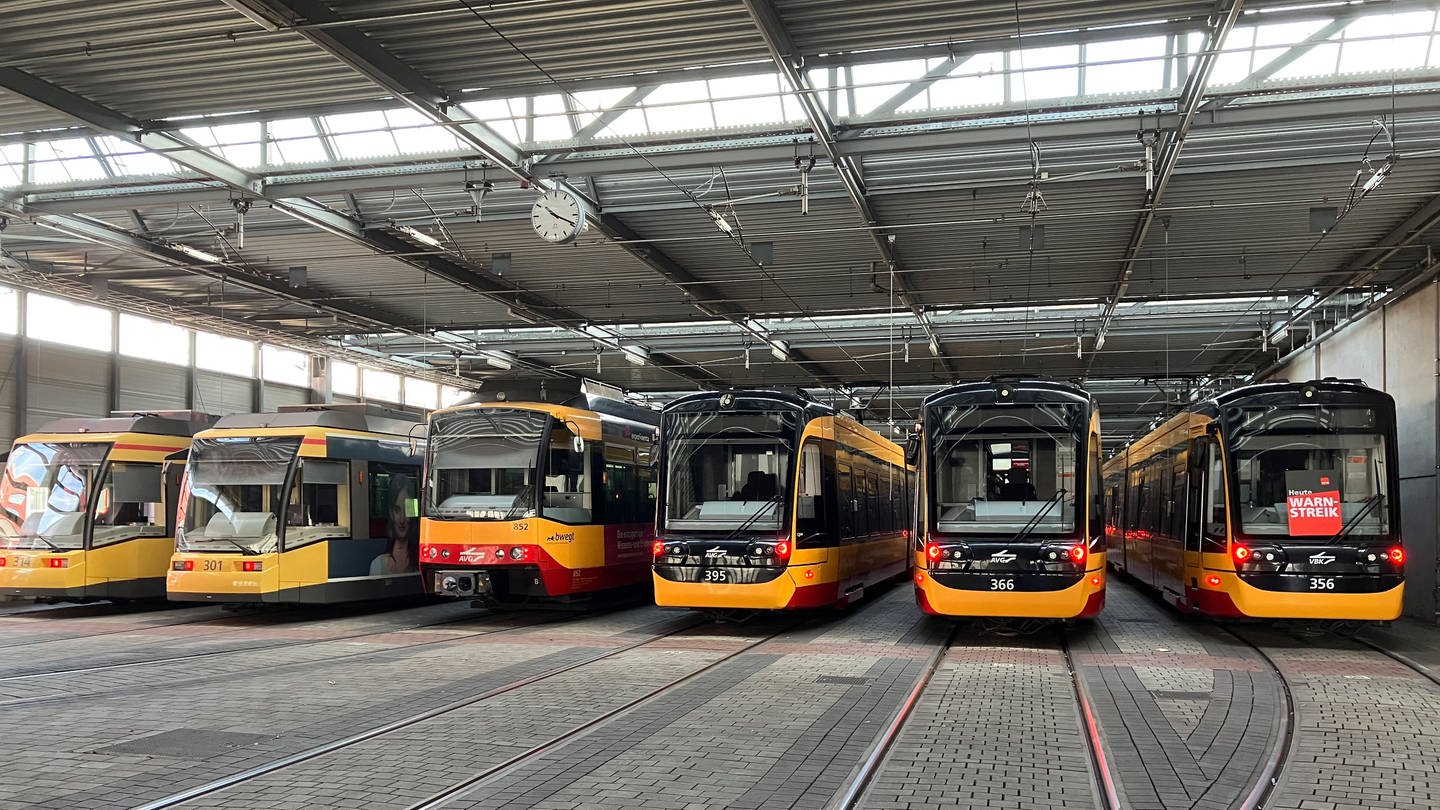 Trams in Karlsruhe außer Betrieb wegen des VBK Streiks (Foto: VBK)