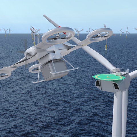 Bild-Montage der EnBW: Mit einer Drohne an Einsatzorte im Windpark
