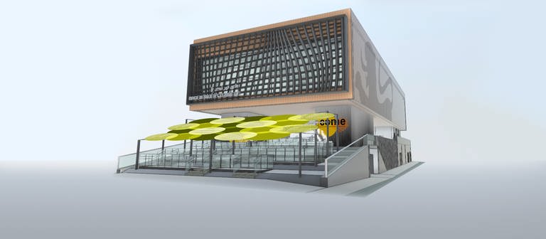 Eine Computergrafik zeigt den Entwurf des Pavillons des Landes Baden-Württemberg für die Expo in Dubai im Jahr 2021.  (Foto: dpa Bildfunk, picture alliance/Milla und Partner/dpa)