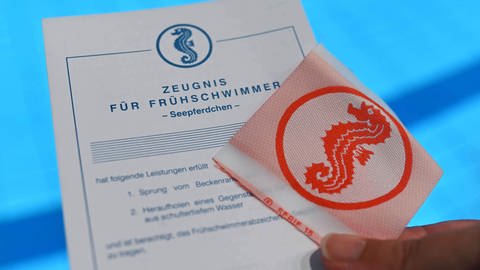 Das Schwimmabzeichen "Seepferdchen" ist ein erster Schritt zu mehr Sicherheit beim Schwimmen.  (Foto: dpa Bildfunk, picture alliance/dpa | Uli Deck)