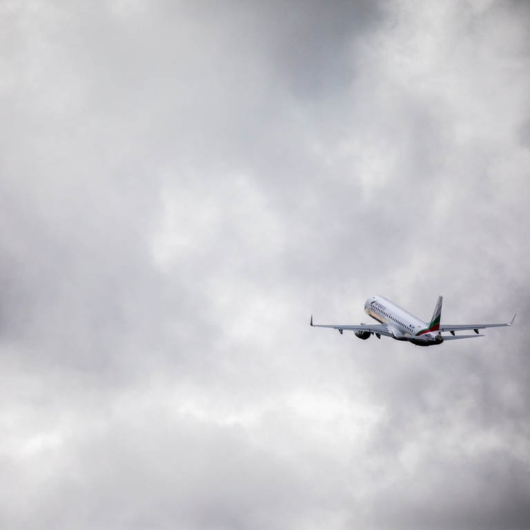 Ein Flugzeug mit abgeschobenen Menschen hebt vom Baden Airpark ab. (Foto: dpa Bildfunk, picture alliance/dpa | Philipp von Ditfurth)
