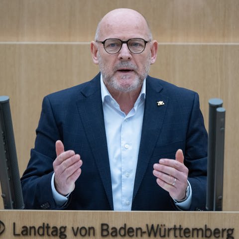 Winfried Hermann (Grüne), Verkehrsminister von Baden-Württemberg, spricht im Landtag von Baden-Württemberg. (Foto: dpa Bildfunk, picture alliance/dpa | Bernd Weißbrod (Archivbild))
