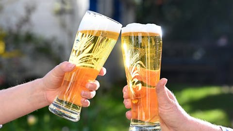 Anstoßen mit zwei Biergläsern (Foto: dpa Bildfunk, picture alliance/dpa | Bernd Weißbrod (Symbolbild))