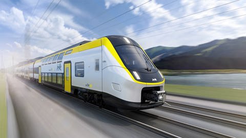 Die am 9. Mai 2022 von Alstom herausgegebene Visualisierung zeigt einen Coradia-Stream-High-Capacity-Doppelstockzug. (Foto: dpa Bildfunk, picture alliance/dpa/Alstom Advanced & Creative Design | -)