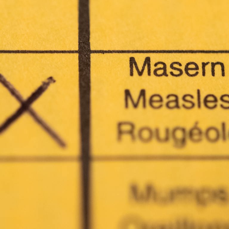 Ein Impfpass mit einem Kreuz bei der Masern-Impfung liegt auf einem Tisch. (Foto: dpa Bildfunk, Tom Weller)