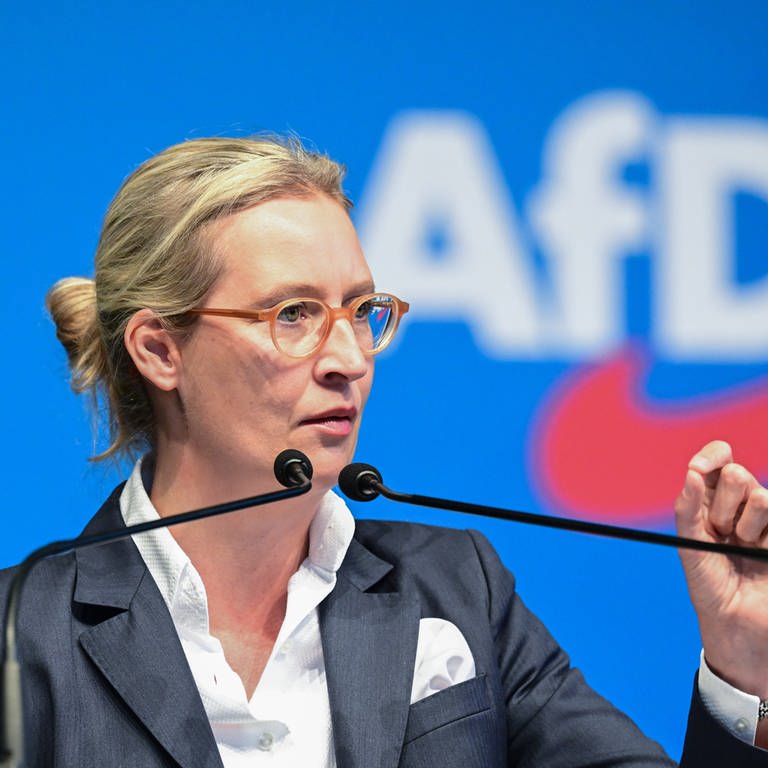 Alice Weidel, Landesvorsitzende der Partei Alternative für Deutschland (AfD), spricht beim Landesparteitag der AfD Baden-Württemberg. (Foto: dpa Bildfunk, picture alliance/dpa | Bernd Weißbrod)