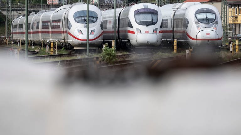 Personenzüge stehen auf Abstellgleisen. (Foto: dpa Bildfunk, picture alliance/dpa | Boris Roessler)